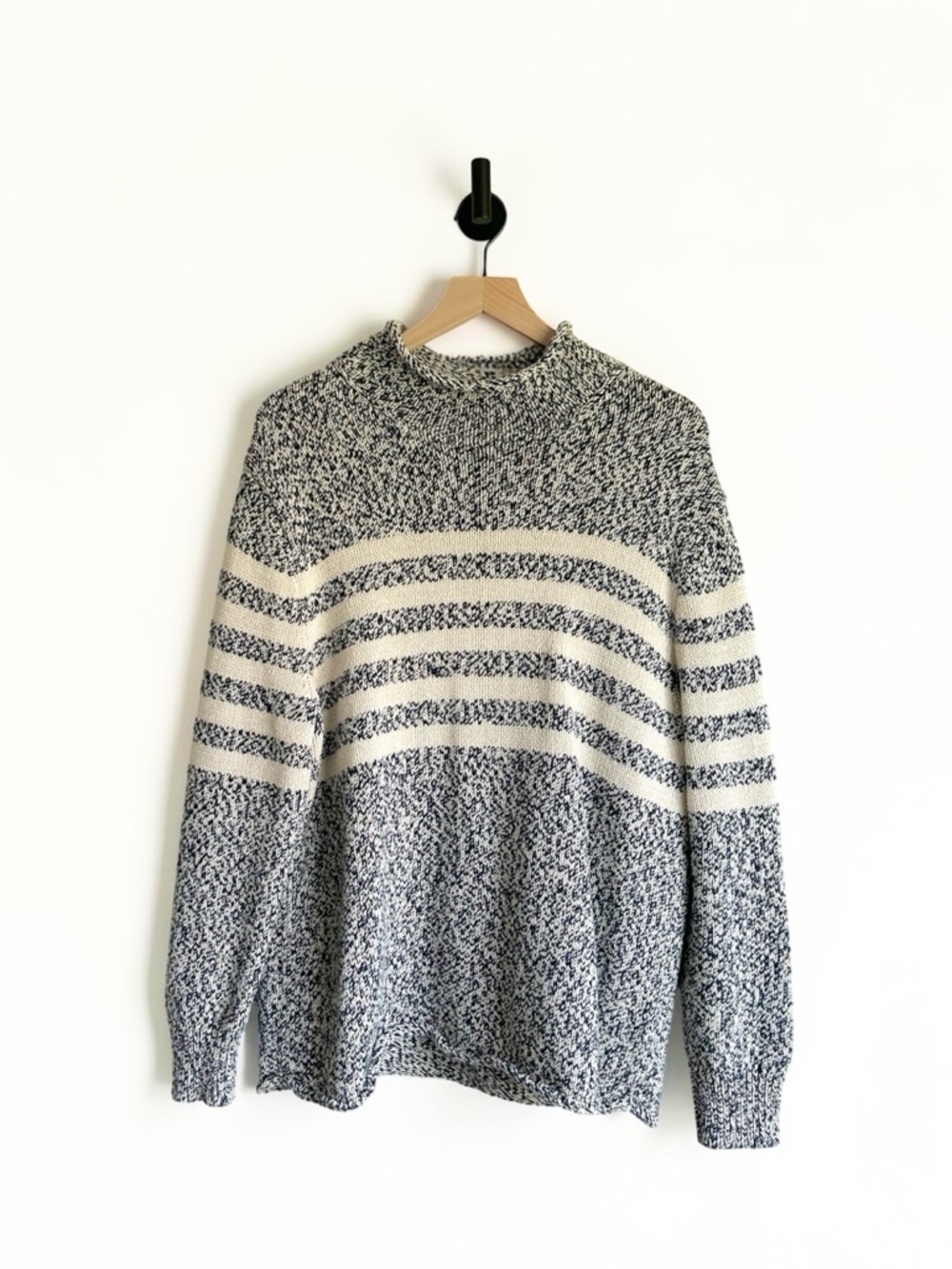 J. Crew 100% Cotton Stripe Pullover Sweater Mens L Blue White